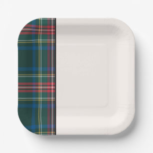 Classic Holiday Tartan Plaid Festive Two Tone Pape Paper Plate