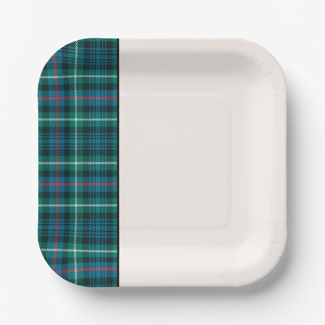 Classic Holiday Tartan Plaid Festive Two Tone Paper Plate (Front)