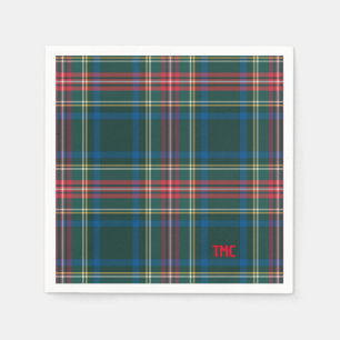 Classic Holiday Tartan Plaid Initials Festive Chic Napkin