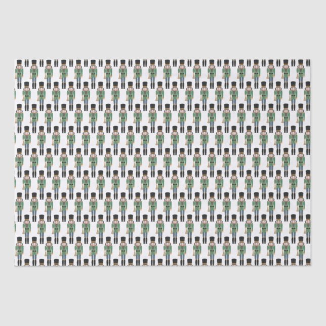 Classic Holidays Green Nutcracker Toy Soldier Tissue Paper (Front)