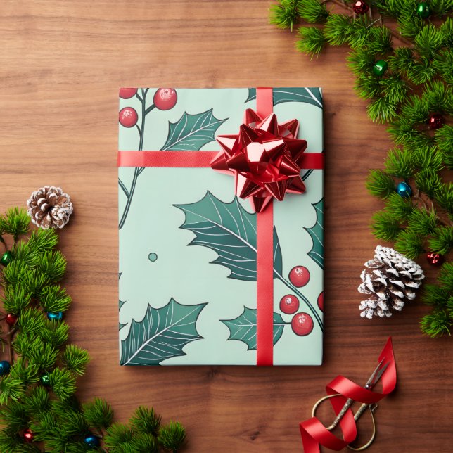 Classic Holly Christmas Wrapping Paper (Holiday Gift)