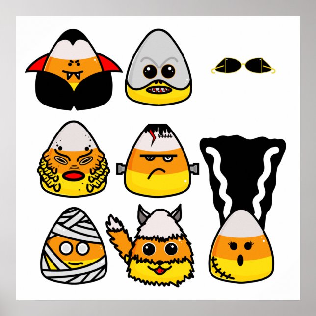 Classic Hollywood Monsters Candy Corn Poster (Front)