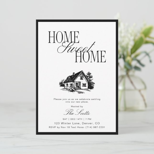 Classic Home Sweet Some Housewarming Invitation (Standing Front)