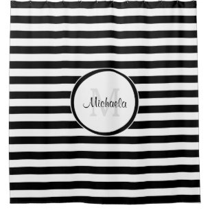 Classic Horizontal Black White Stripes With Name