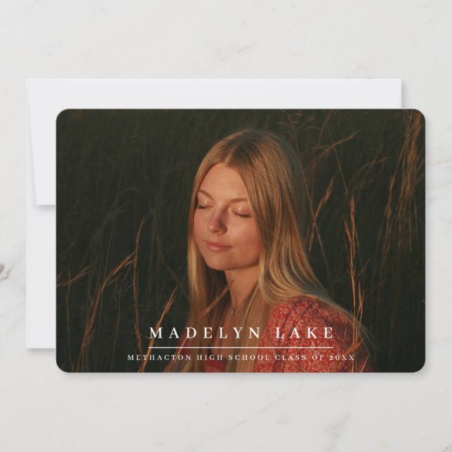 Classic Horizontal Photo Graduation  Announcement (Front)