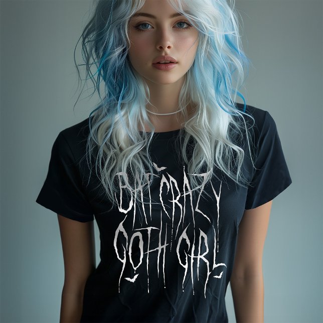 Classic Horror Gothic Bat Crazy Typography Goth T-Shirt (Creator Uploaded)