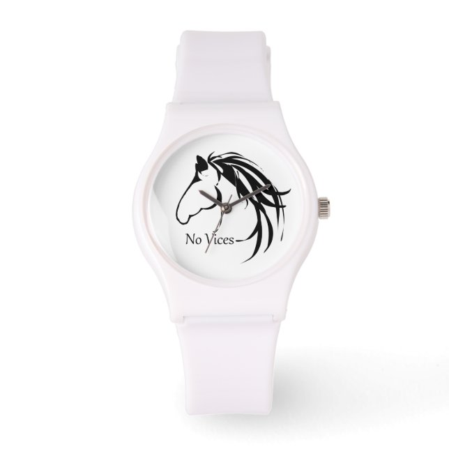 Classic Horse Head Logo Horses No Vices Quote Watch (Front)