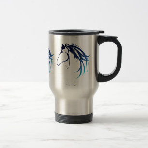 Classic Horse Head Logo in Blues Travel Mug