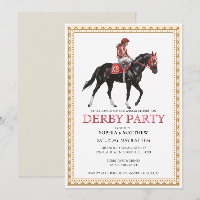 Classic Horse Racing Derby Party Invitation (Front/Back)