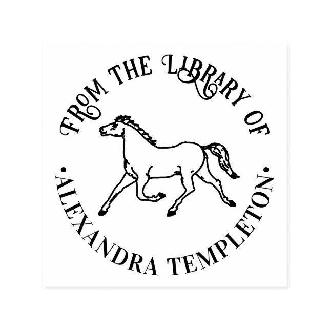 Classic Horse Running Library Book Name Self-inking Stamp (Design)