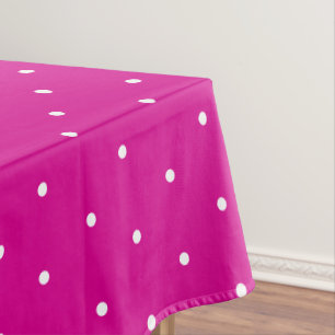 Classic Hot Pink White Polka Dots Pattern  Tablecloth
