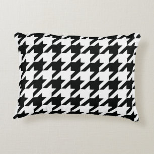 Classic Houndstooth Pattern: Black & White Vintage Accent Pillow