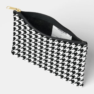 Classic Houndstooth Pattern: Black & White Vintage Accessory Pouch