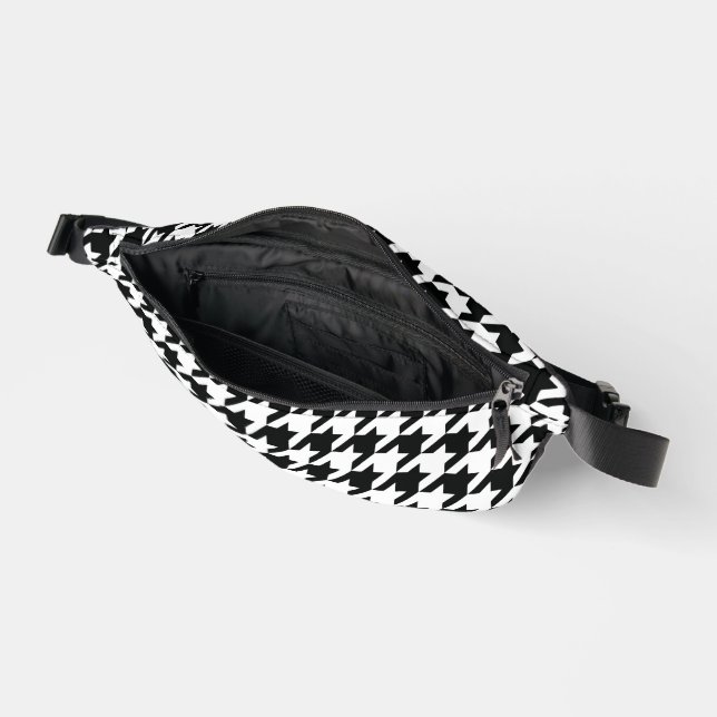 Classic Houndstooth Pattern: Black & White Vintage Fanny Pack (Open)