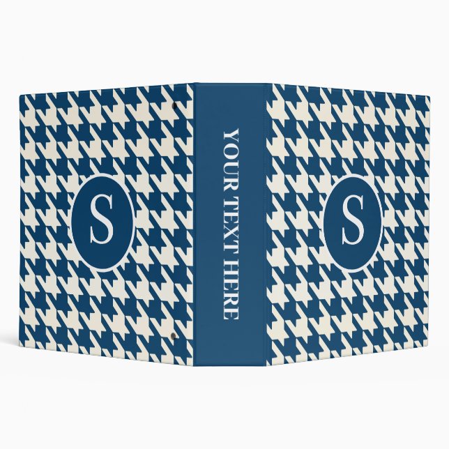 Classic Houndstooth Pattern Blue and White Binder (Background)