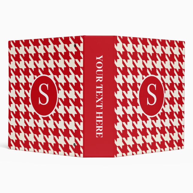 Classic Houndstooth Pattern Cherry Red and White Binder (Background)