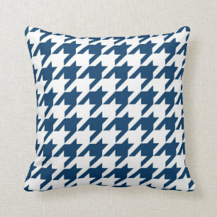 Classic Houndstooth Pattern in Navy Blue and White Throw Pillow