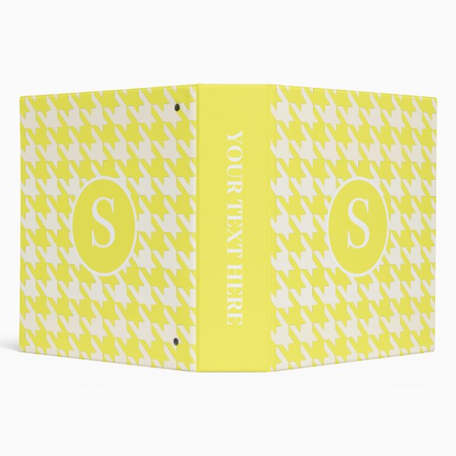 Classic Houndstooth Pattern Lemon Yellow and White Binder (Background)