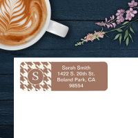 Classic Houndstooth Pattern Mocha Mousse and White