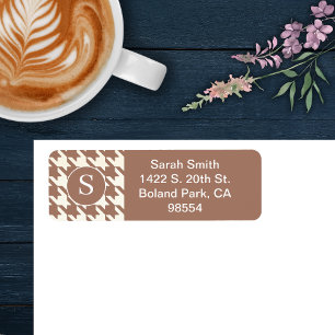 Classic Houndstooth Pattern Mocha Mousse and White