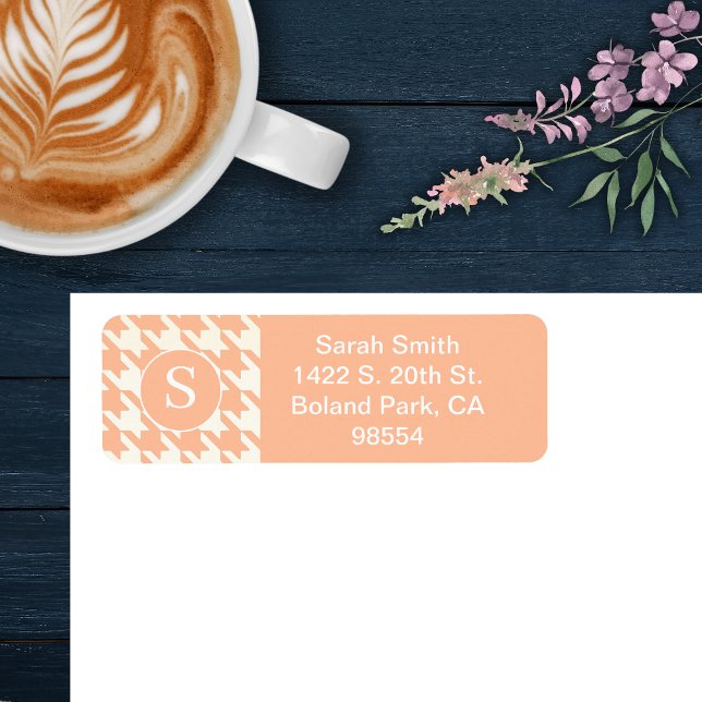 Classic Houndstooth Pattern Peachy Coral & White (Creator Uploaded)