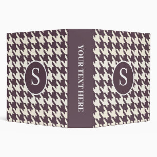 Classic Houndstooth Pattern Purple Plum and White Binder