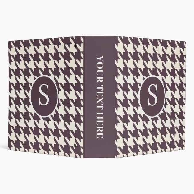 Classic Houndstooth Pattern Purple Plum and White Binder (Background)
