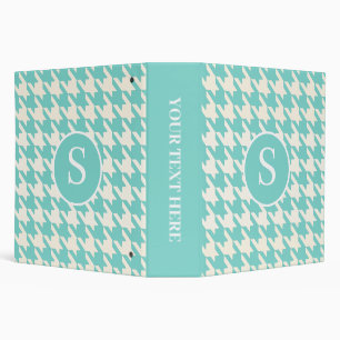 Classic Houndstooth Pattern Robin Blue and White Binder
