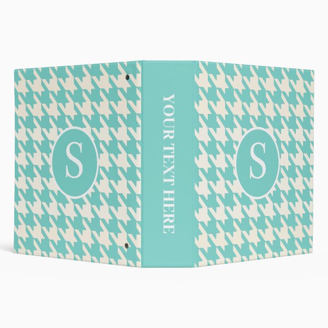 Classic Houndstooth Pattern Robin Blue and White Binder (Background)