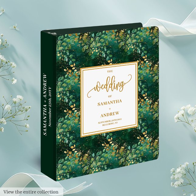 Classic Hunter Green And Gold Wedding Memory Album Binder (Classic Hunter Green And Gold Wedding Memory Album 3 ring binder)