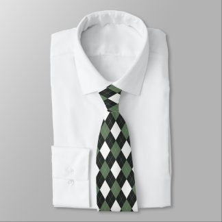 Classic Hunter Green and white Argyle Pattern Tie