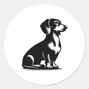 Classic Hunting Dog Vintage Dachshund Drawing Copy Classic Round Sticker