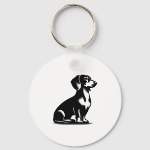 Classic Hunting Dog Vintage Dachshund Drawing Copy Keychain