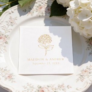 Classic Hydrangea Wedding Foil Napkins