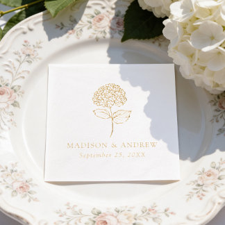 Classic Hydrangea Wedding Foil Napkins