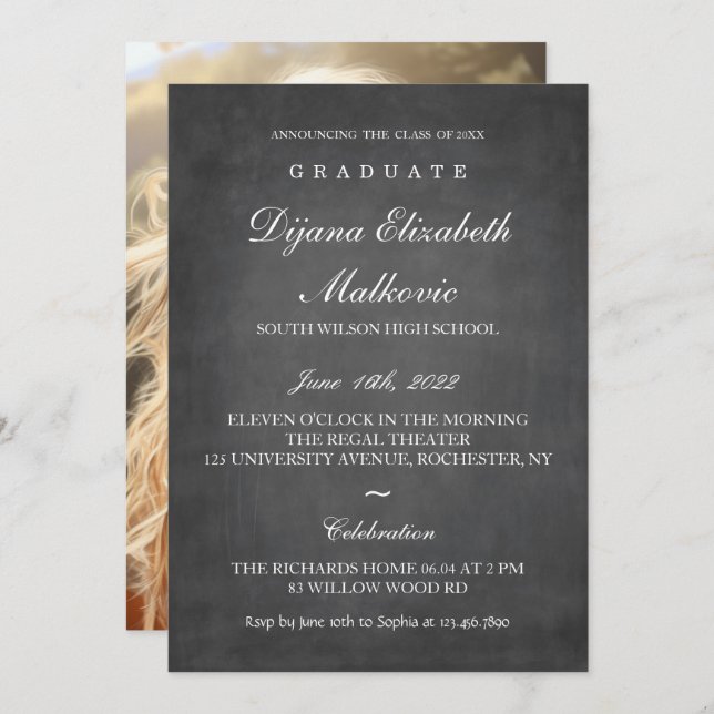 Classic I Grey Graduation Invitation (Front/Back)