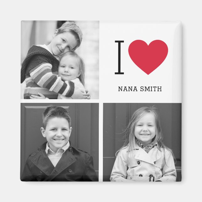 Classic I Heart Editable Colour Custom Photo Magne Magnet (Front)