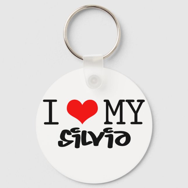 Classic "I Love My Silvia" design Keychain (Front)