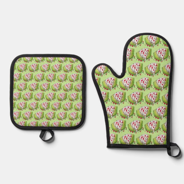 Classic Iceberg Lettuce Wedge Salad Food Foodie Oven Mitt & Pot Holder Set (Front)