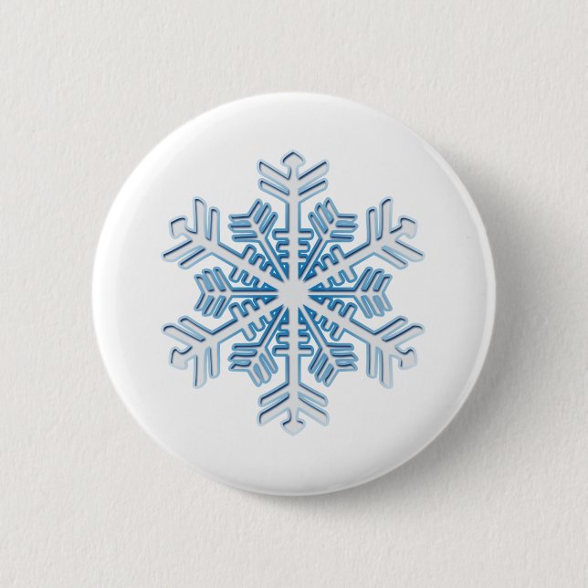 Classic Icy Blue Winter Christmas Snowflake 2 Inch Round Button (Front)