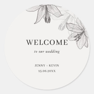 Classic Illustrated Floral Lilies welcome Classic Round Sticker