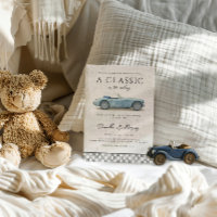 Classic in the Making Blue Vintage Car Baby Shower