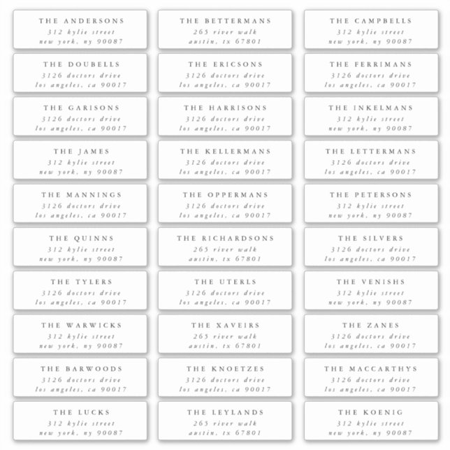 Classic Individual Black White Guest Address (Front)