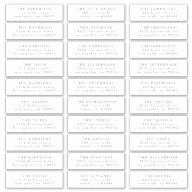 Classic Individual Sage Green White Guest Address (Front)