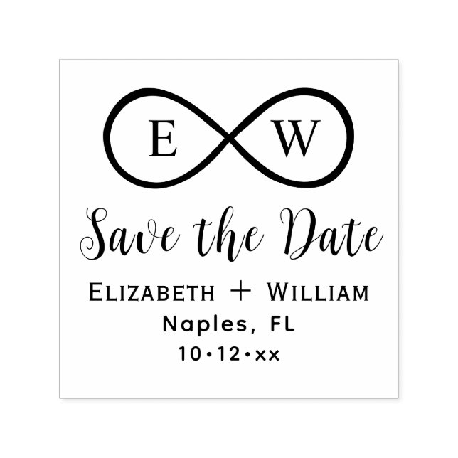 Classic Infinity Monogram Wedding Save the Date Self-inking Stamp (Design)