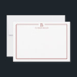 Classic Initial Monogram Red Border Stationery Card<br><div class="desc">This design features a thin double border with space a monogram and name/text at the top. Click the customize button if you would like to adjust the design elements and/or further modify the text! Variations of this design, additional colours, as well as coordinating products are available in our shop, zazzle.com/store/doodlelulu....</div>