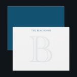 Classic Initial Navy Blue Family Stationery Card<br><div class="desc">This design features a large faded initial and name/text at the bottom. Click the customize button if you would like to adjust the design elements and/or further modify the text! Variations of this design, additional colours, as well as coordinating products are available in our shop, zazzle.com/store/doodlelulu. Contact us if you...</div>