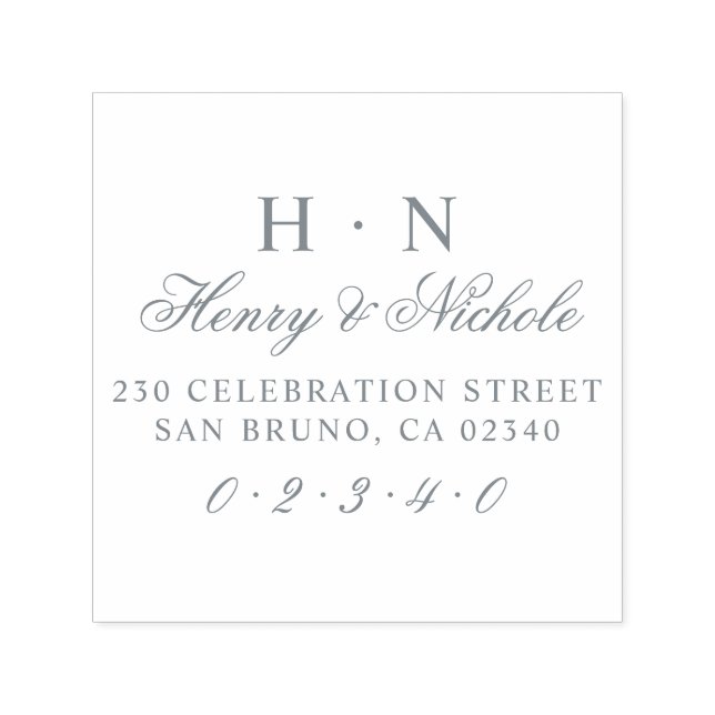 Classic Initials Wedding Names & Return Address Self-inking Stamp (Design)