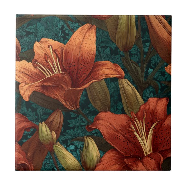 Classic Interior Design Lilies  Tiles  For Stylish (Front)