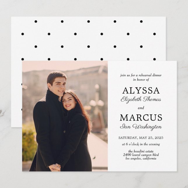 Classic Invite Wedding Rehearsal Dinner Engagement (Front/Back)